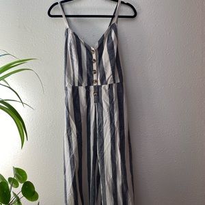 White & Grey striped jumpsuit